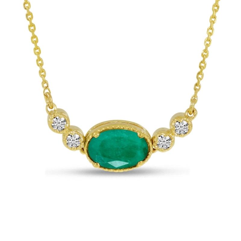 Oval May Birthstone & Diamond Necklace