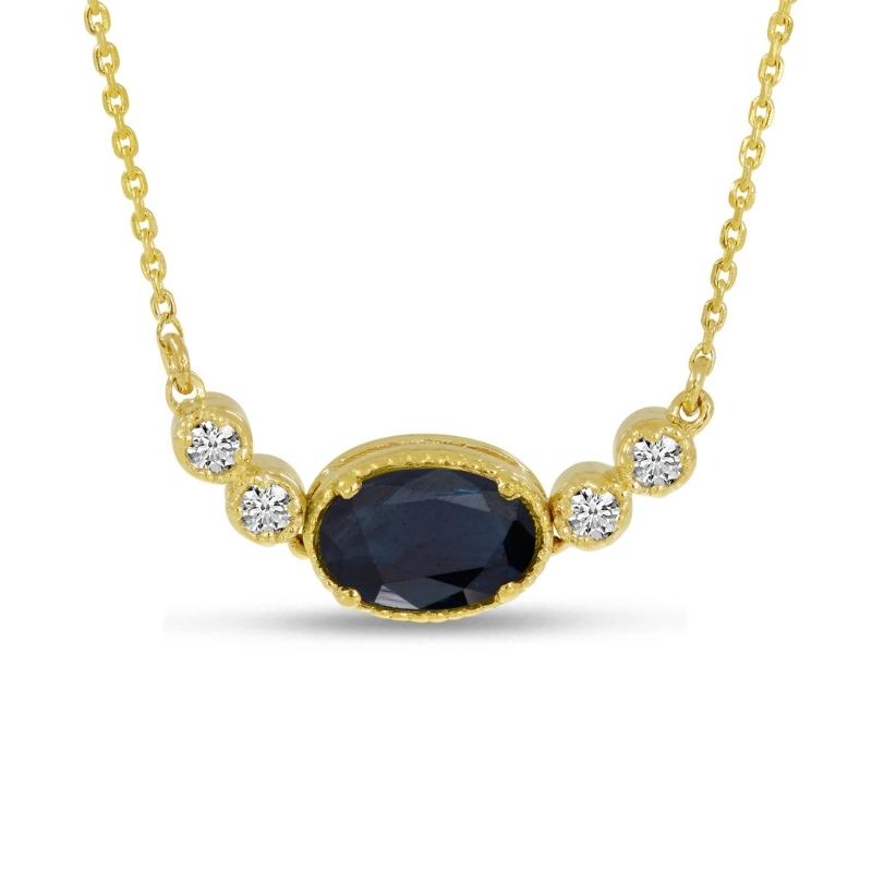 Oval September Birthstone & Diamond Necklace