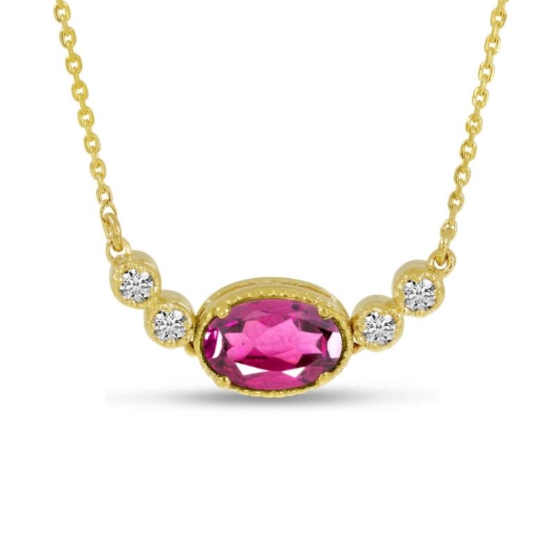 Oval October Birthstone & Diamond Necklace