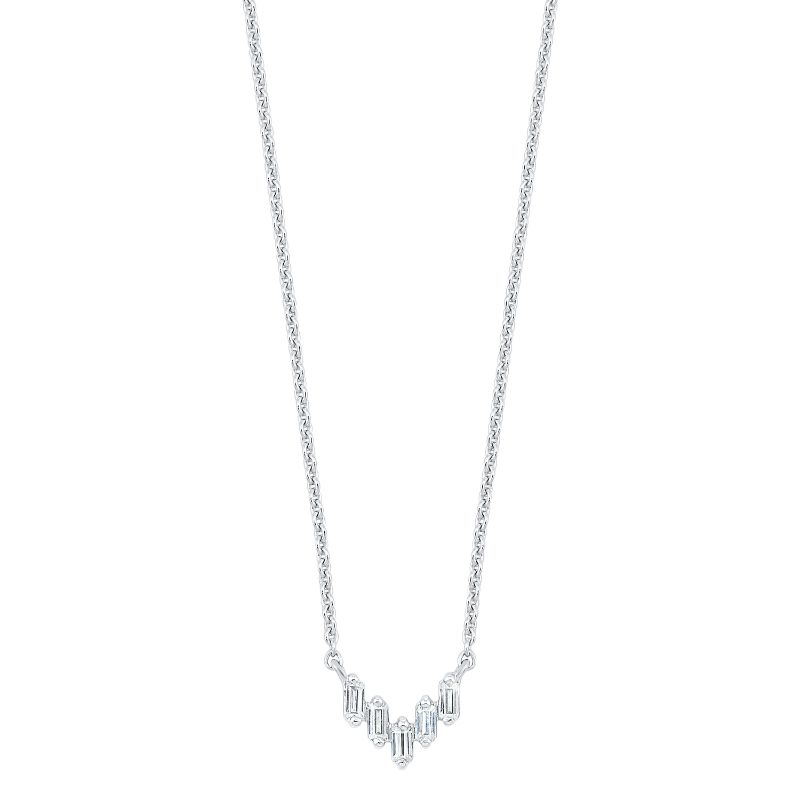 14K White Gold 1/10Ctw Bagg Necklace