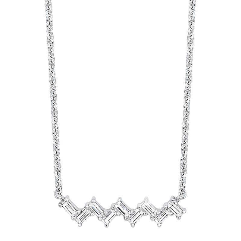 14K White Gold  Bagg  Necklace 1/5Ctw
