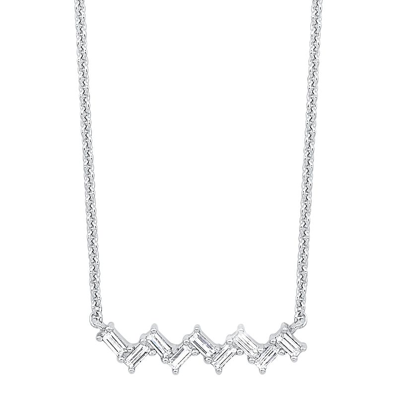 14K White Gold  Bagg  Necklace 1/5Ctw