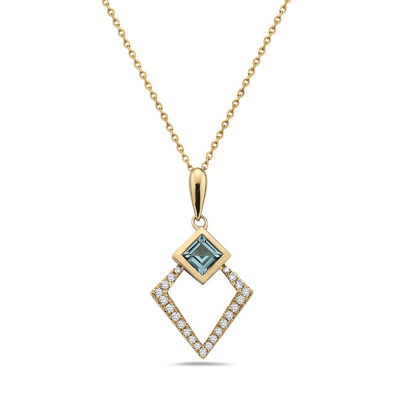 Blue Topaz & Diamond Pendant