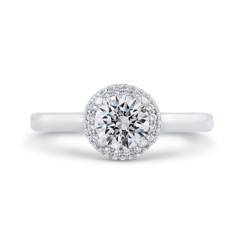 14K White Gold Round Double Halo Diamond Engagement Ring (Semi-Mount)