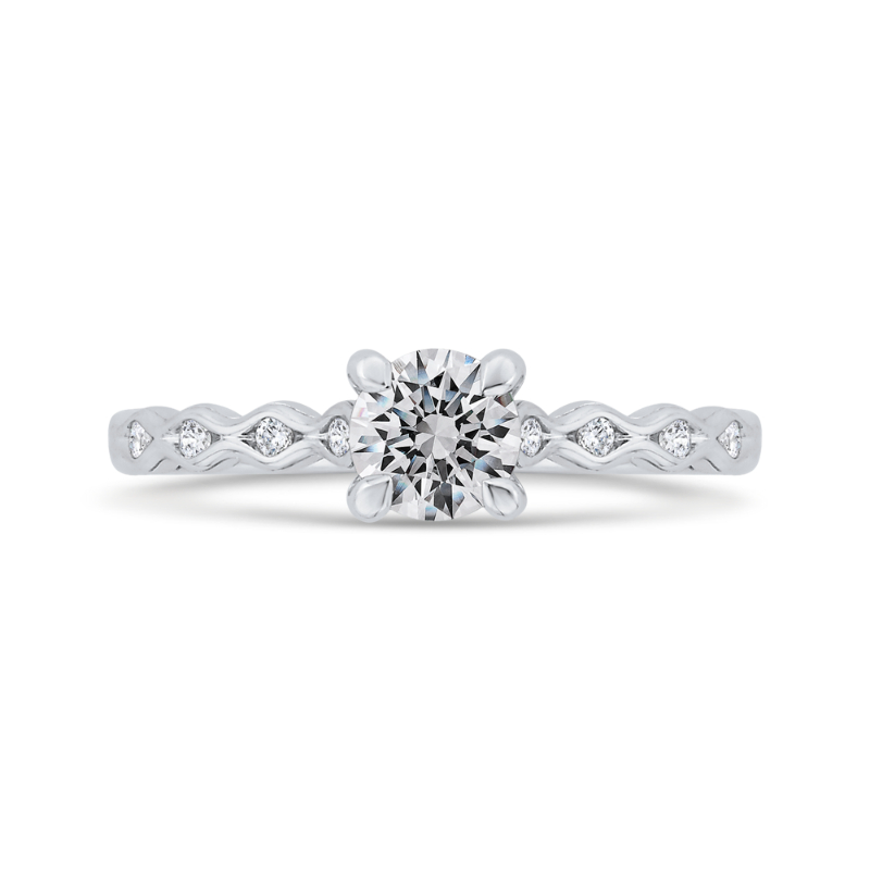 14K White Gold Round Diamond Engagement Ring with Round Shank (Semi-Mount)