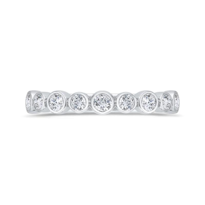 14K White Gold Bezel Set Diamond Wedding Band