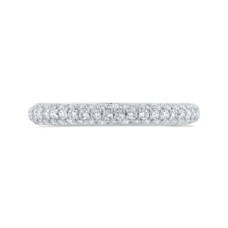 14K White Gold Diamond Wedding Band with Round Shank