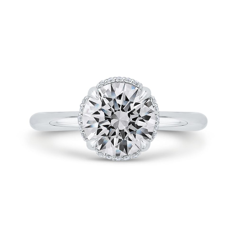 18K White Gold Round Halo Diamond Engagement Ring (Semi-Mount)