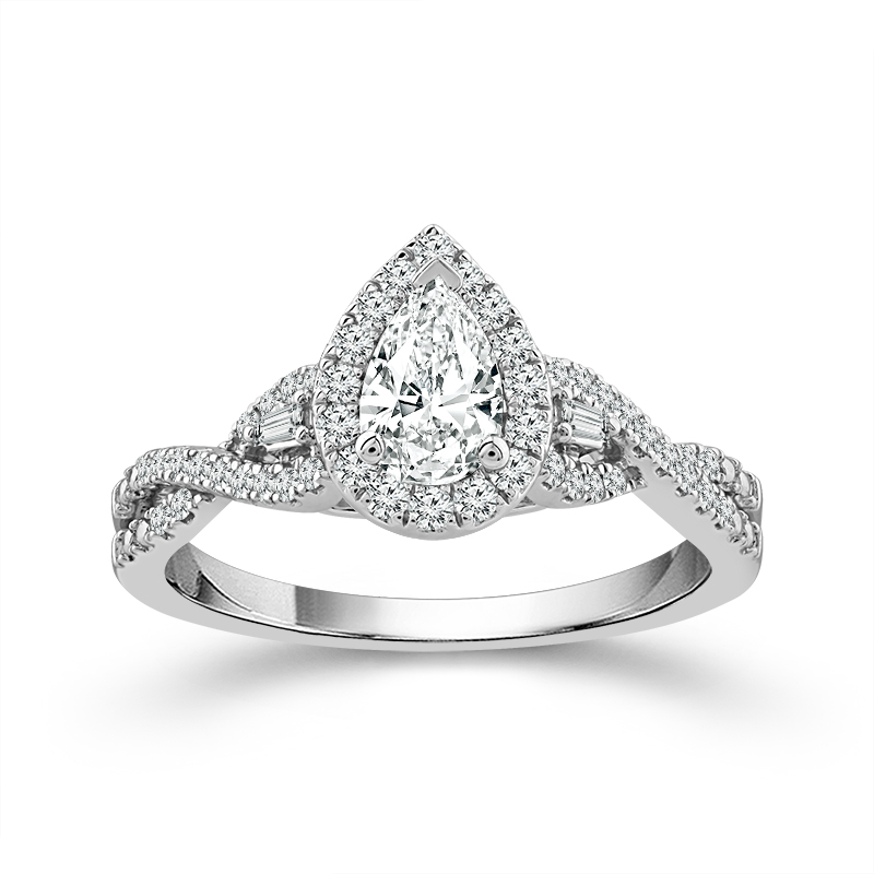 14K White Gold Infinity Halo Engagement Ring