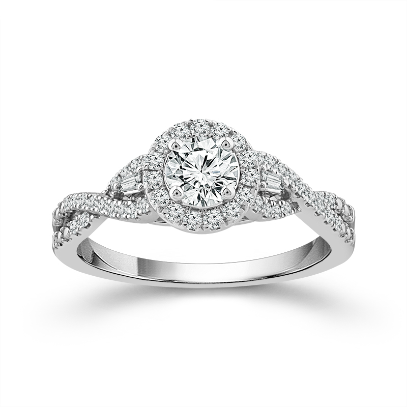 14K White Gold Infinity Halo Engagement Ring