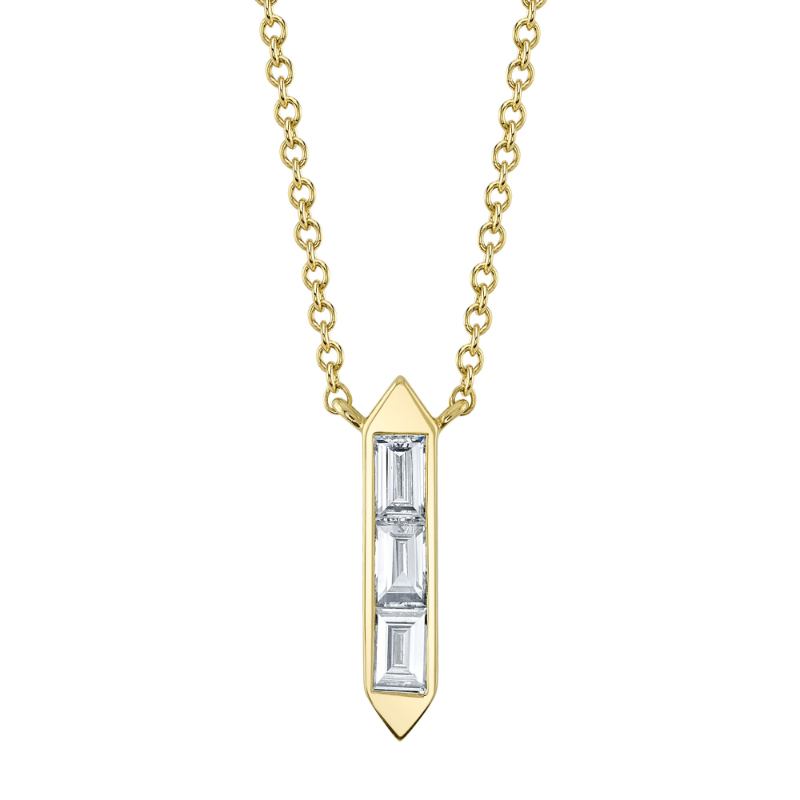 0.18Ct Diamond Baguette Necklace