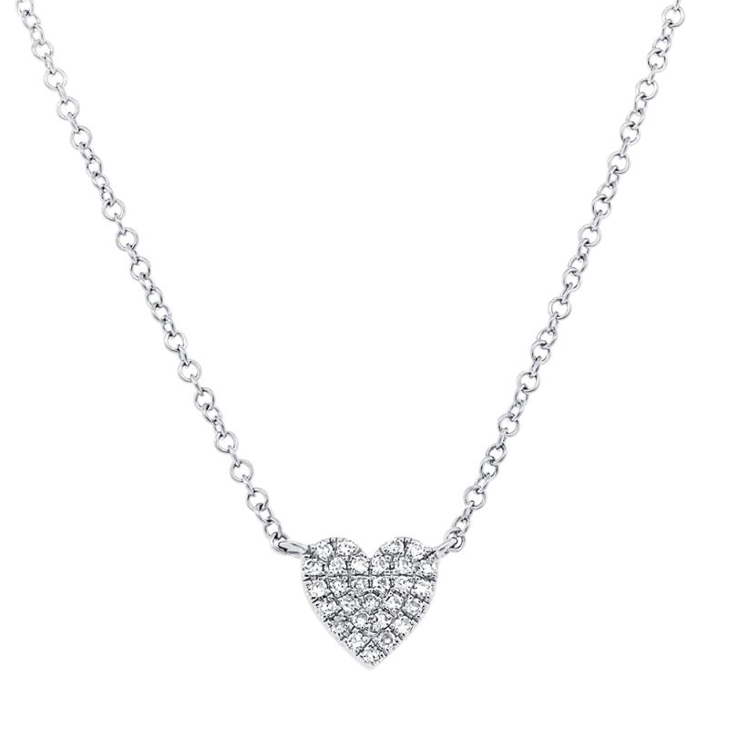0.09Ct 14K W/G Diamond Pavé Heart Necklace