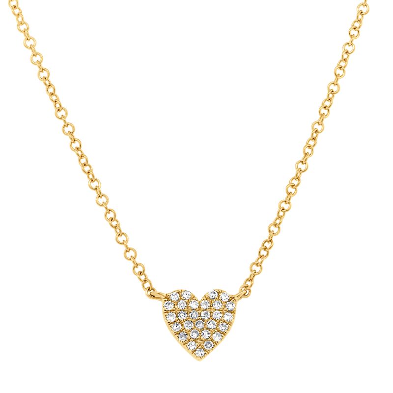 0.09Ct 14K Y/G Diamond Pavé Heart Necklace