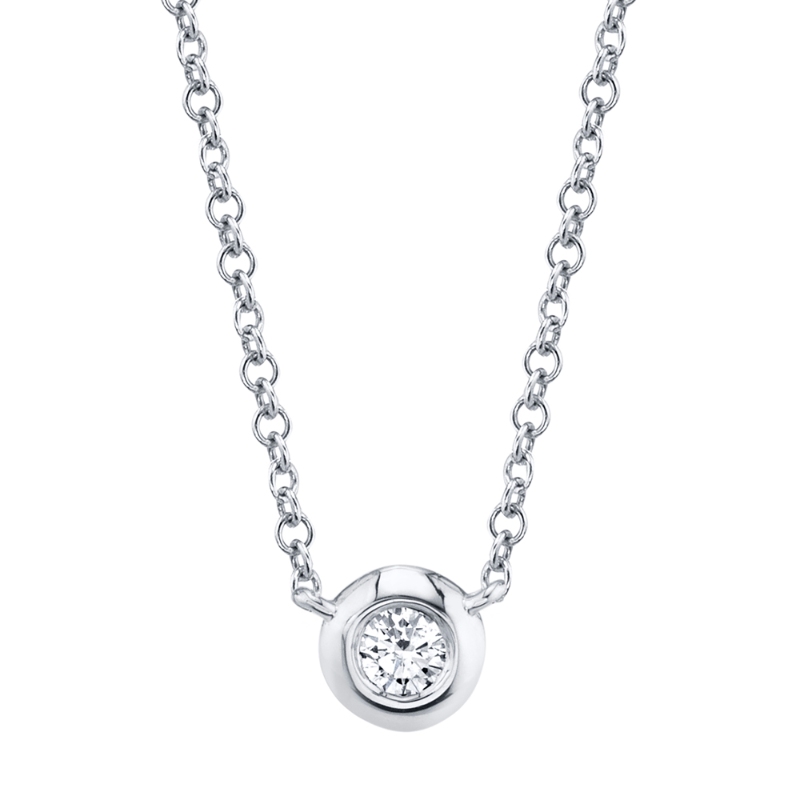 0.05Ct 14K W/G Diamond Bezel Necklace