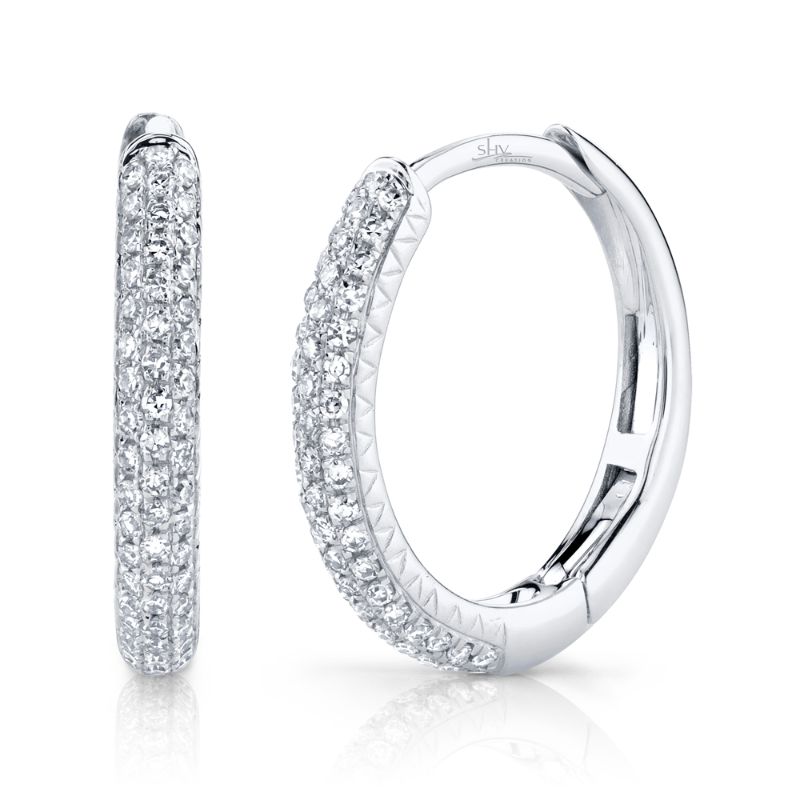 0.21Ct W/G Diamond Pavé Hoop Earrings