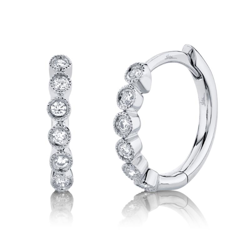 0.11Ct 14K W/G Diamond Huggie Earrings