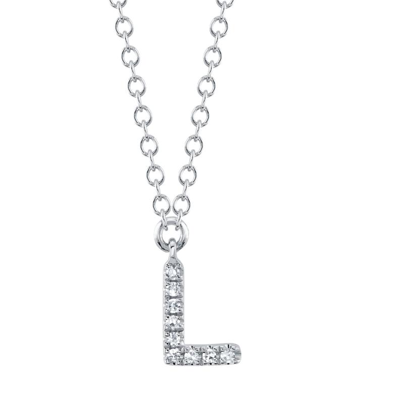 0.03Ct 14K W/G Diamond Necklace - Initial L