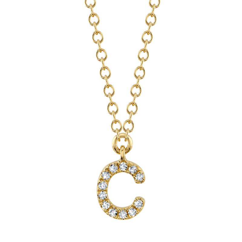0.04Ct 14K Y/G Diamond Necklace - Initial C