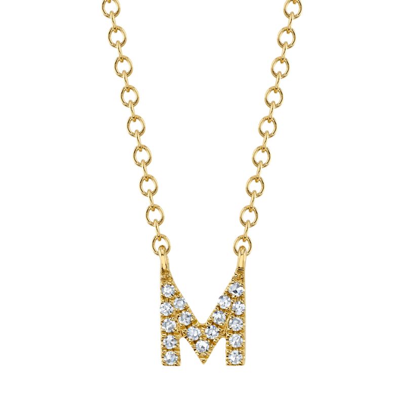 0.05Ct 14K Y/G Diamond Necklace - Initial M