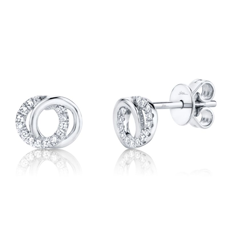 0.09Ct 14K W/G Diamond Circle Earrings
