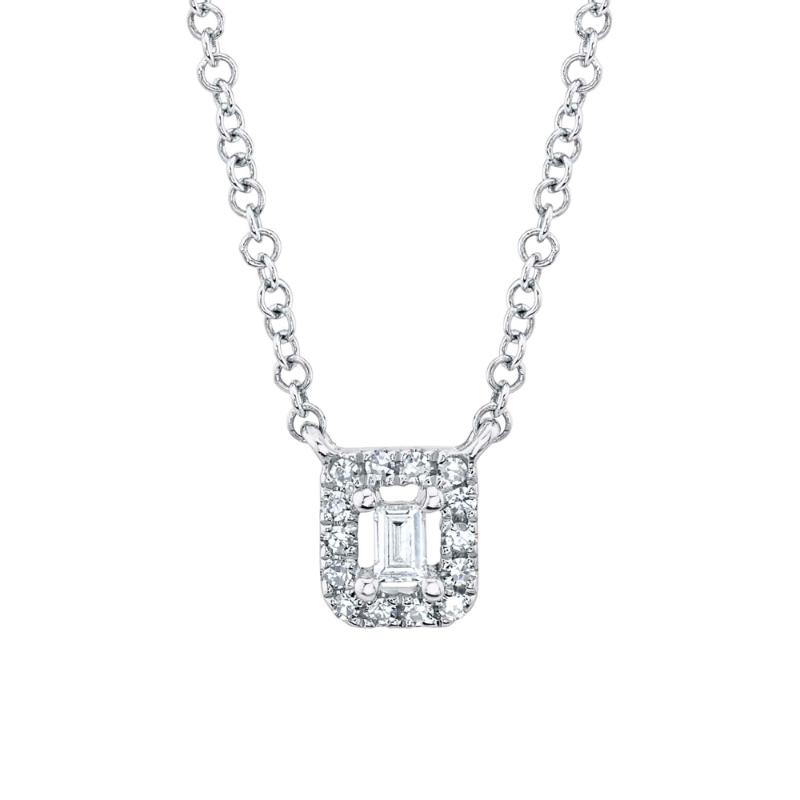 0.05Ct 14K W/G Diamond Baguette Necklace