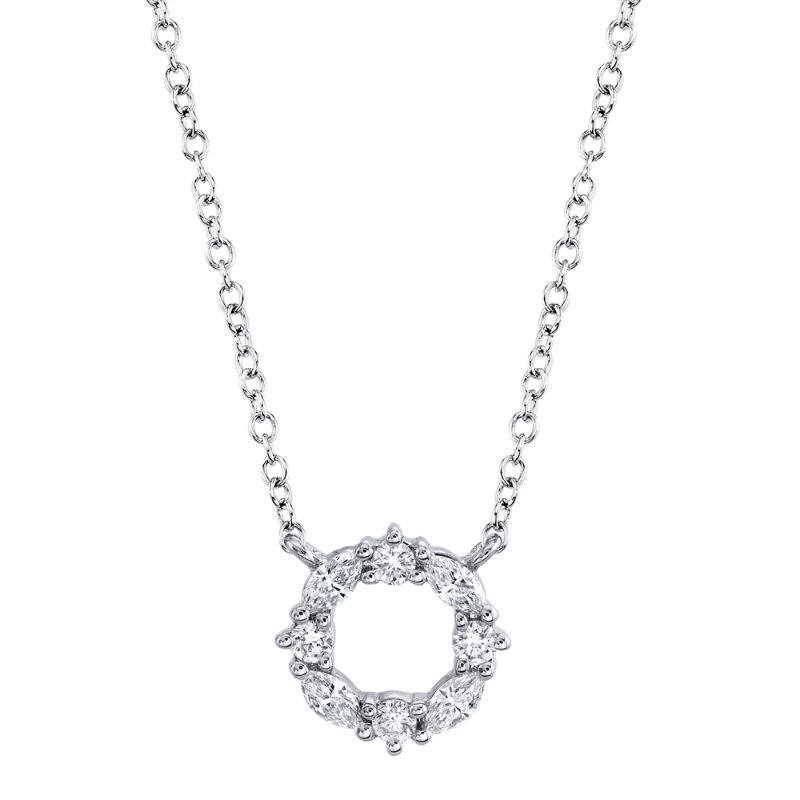 0.20Ct 14K W/G Diamond Circle Necklace