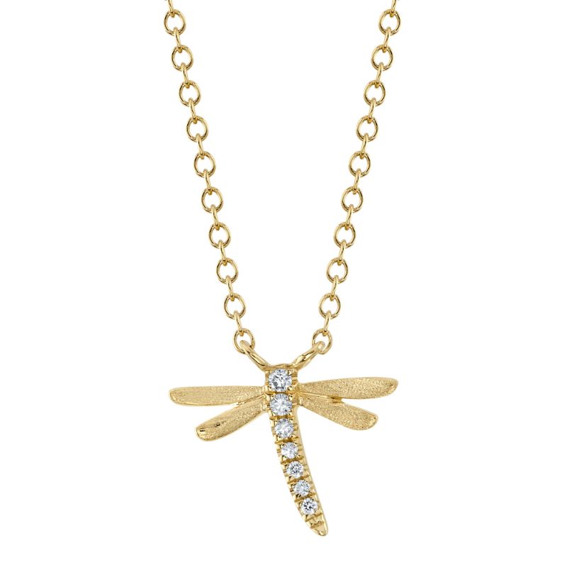 0.03Ct 14K Y/G Diamond Dragonfly Necklace