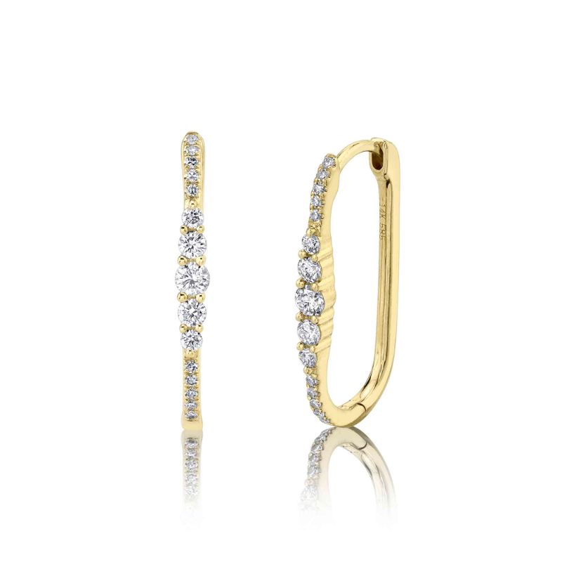 0.29Ct 14K Y/G Diamond Oval Hoop Earrings