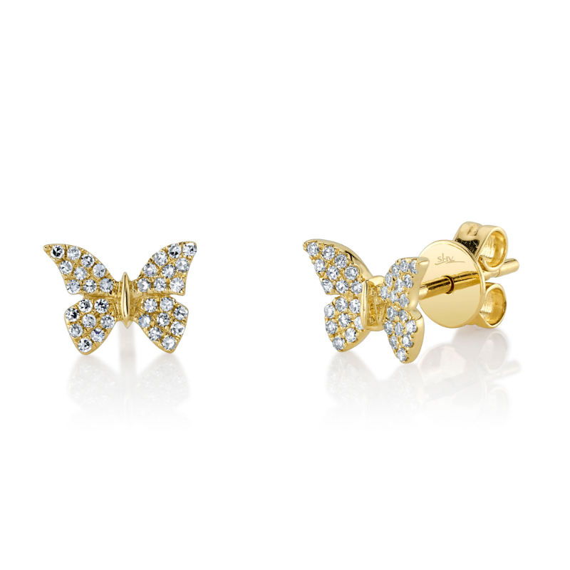 0.15Ct Diamond Butterfly Stud Earring