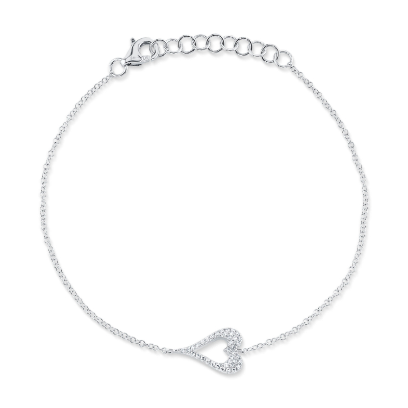 0.09Ct Diamond Open Heart Bracelet
