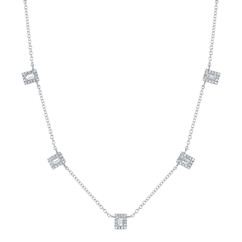 0.28Ct Diamond Baguette Necklace