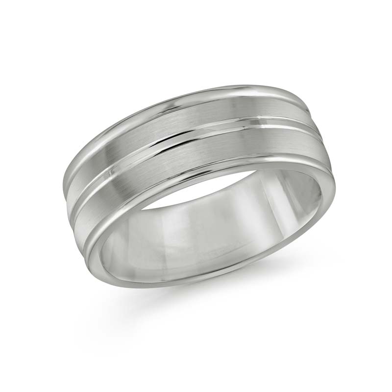 Grey Satin/Polished Tungsten Carbide Wedding Band