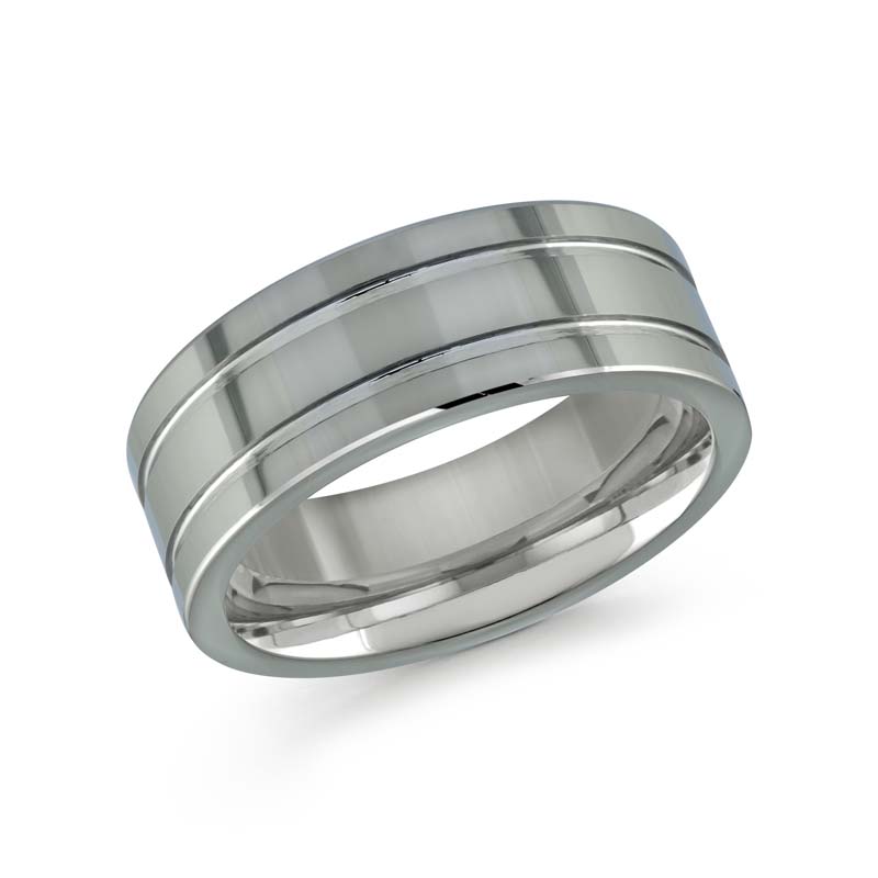 Grey Polished Tungsten Carbide Wedding Band