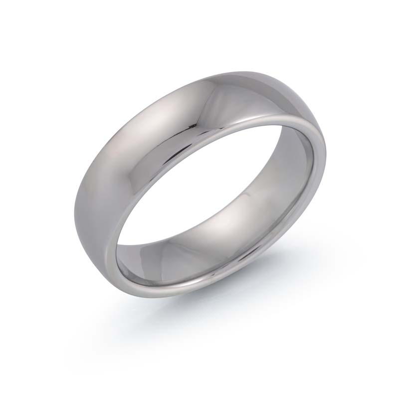 Grey Polished Tungsten Carbide Wedding Band