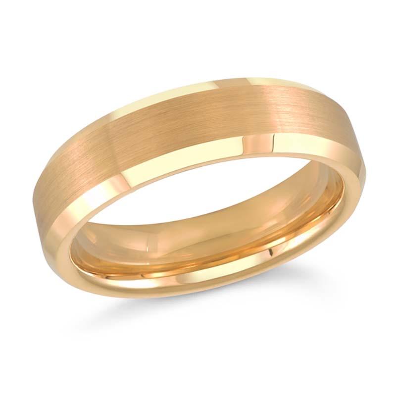 Yellow Satin/Polished Tungsten Carbide Wedding Band