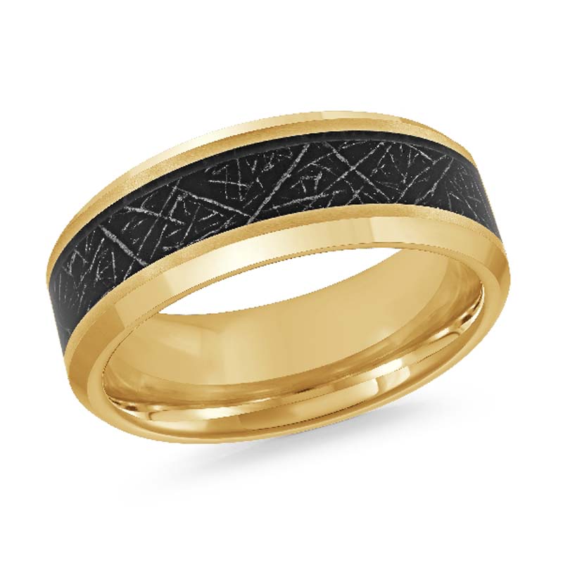 Yellow Polished Tungsten Carbide Wedding Band