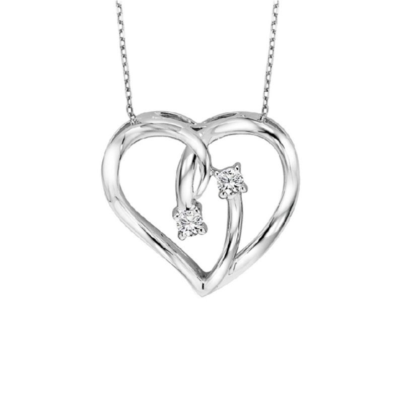 Twogether Sterling Silver Diamond Heart Pendant