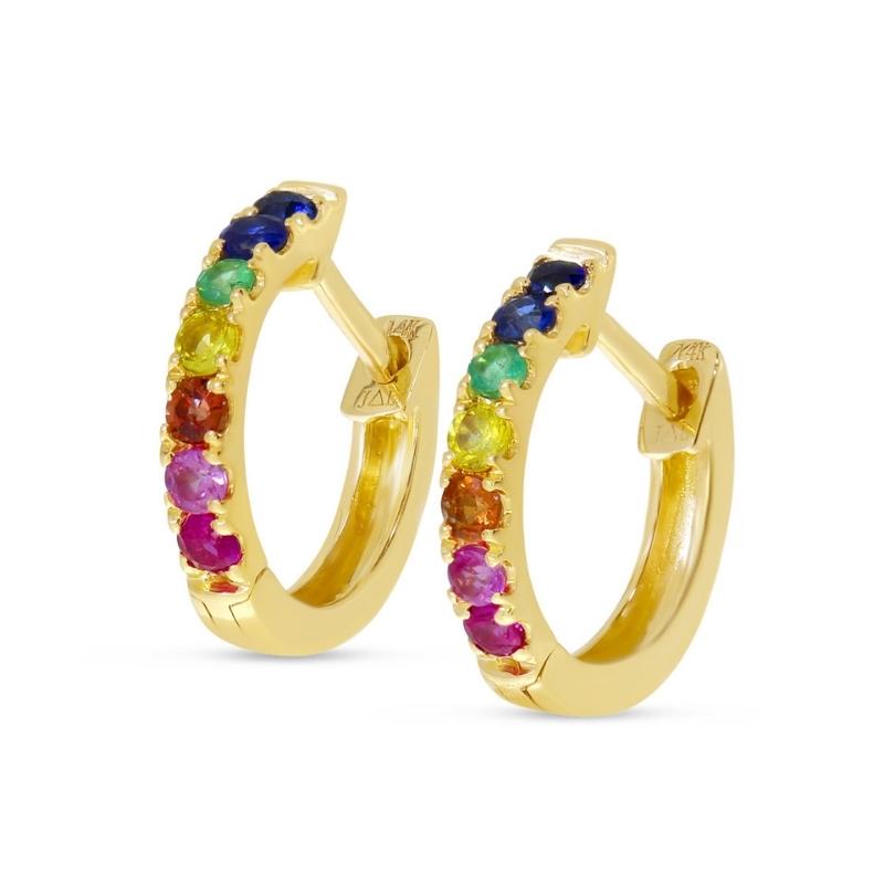 Petite Rainbow Sapphire Huggie Earrings