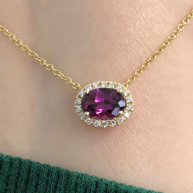 14KY Grape Garnet & Diamond Necklace
