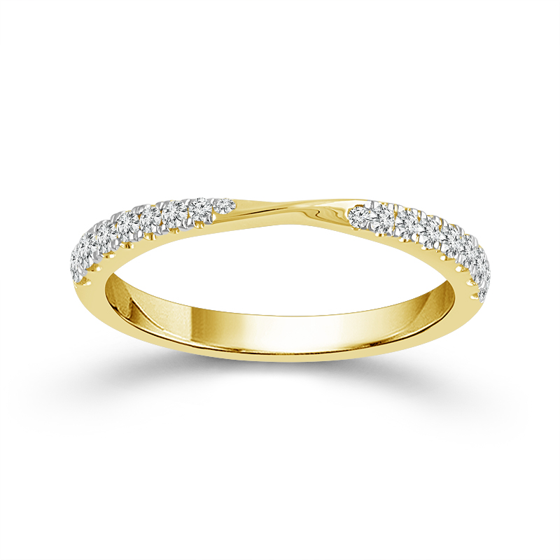 14K Yellow Gold Twisted Diamond Wedding Band