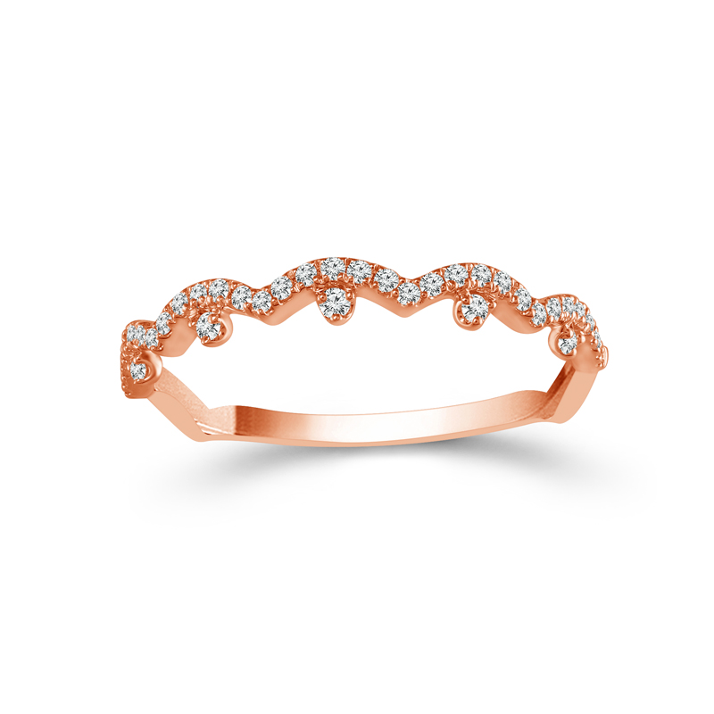 14K Rose Stackable Diamond Wedding Band