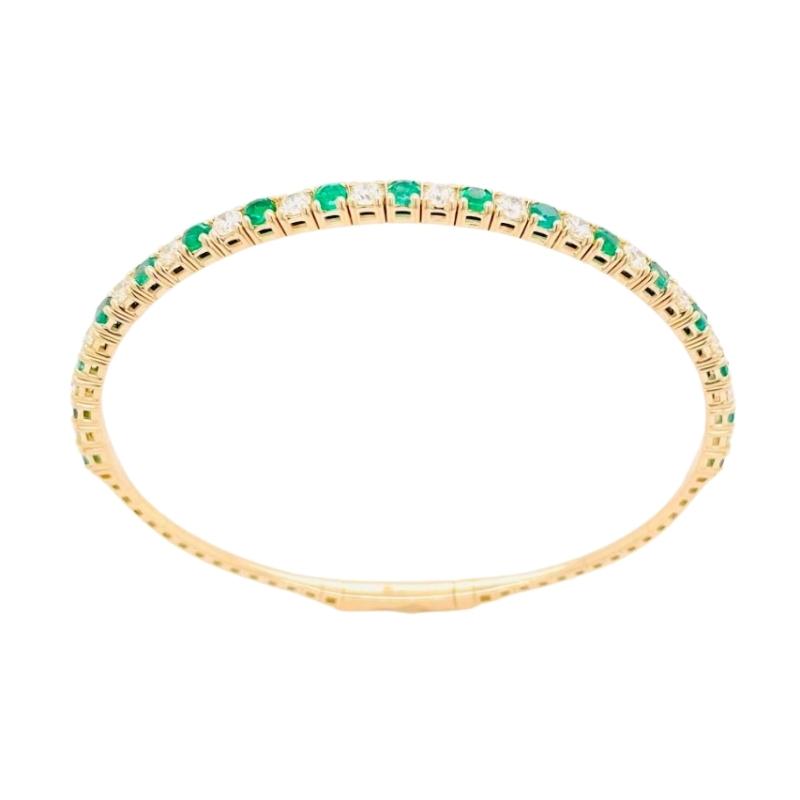 14K Yellow Emerald and Diamond Flex Bracelet