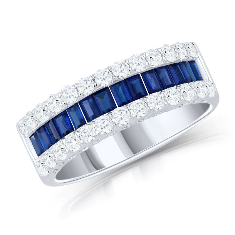 14K White Sapphire and Diamond Ring