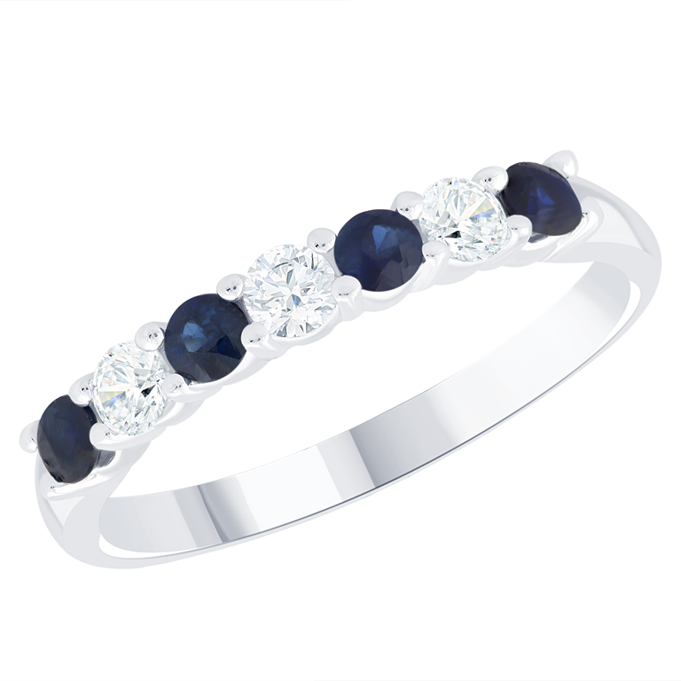 14K White Sapphire and Diamond Fashion Ring