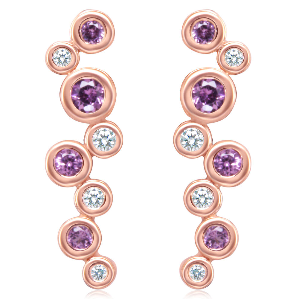 14KR Purple Garnet & Diamond Earrings