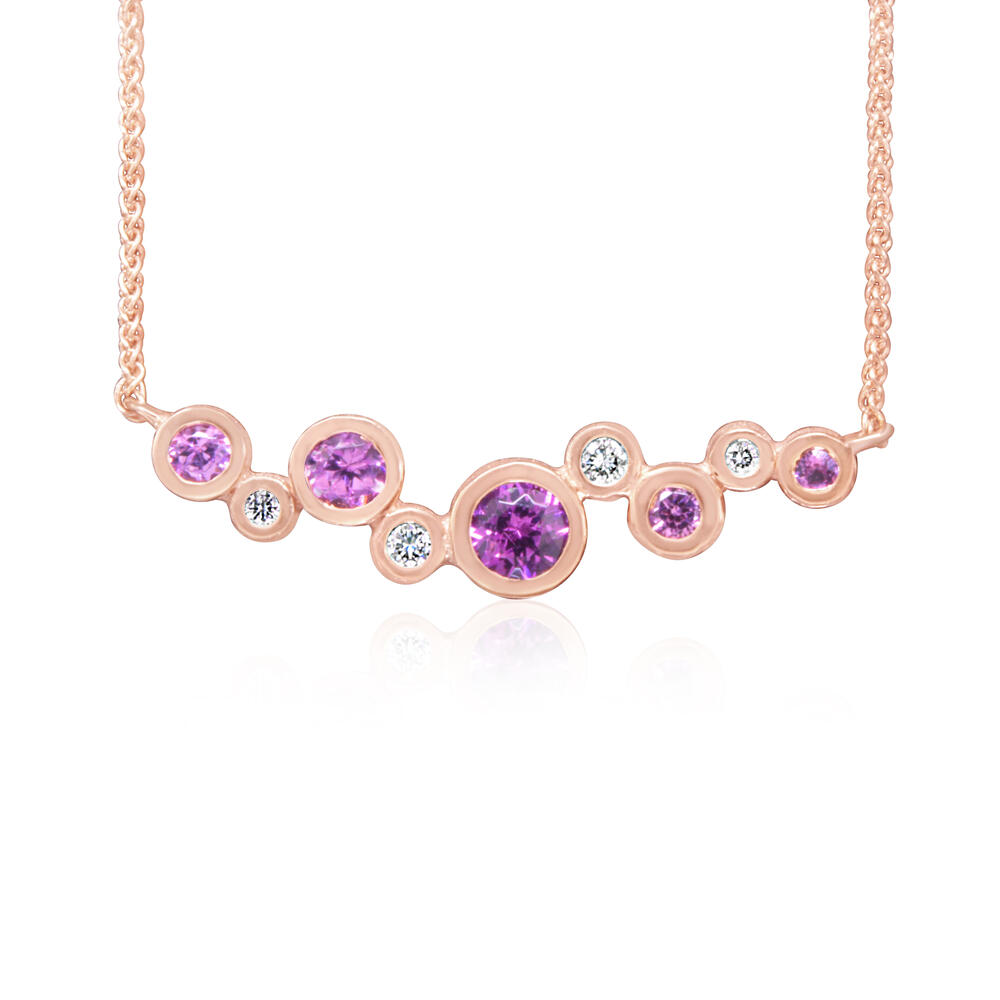 14KR Purple Garnet & Diamond Necklace