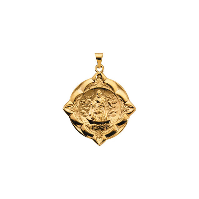 14K Yellow Gold 12.14x12.09mm Caridad del Cobre Medal