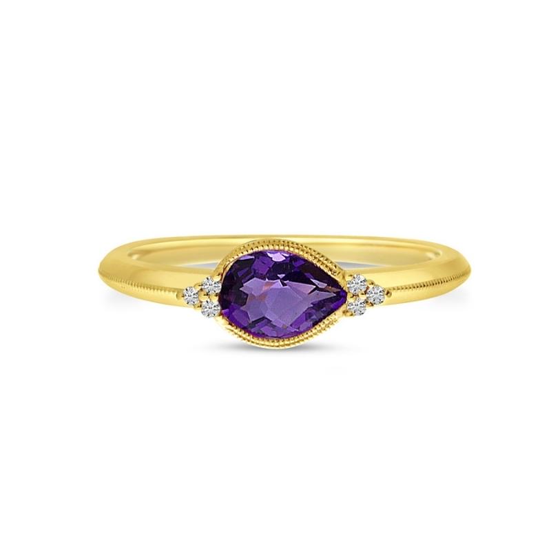 Pear East-West Amethyst Ring