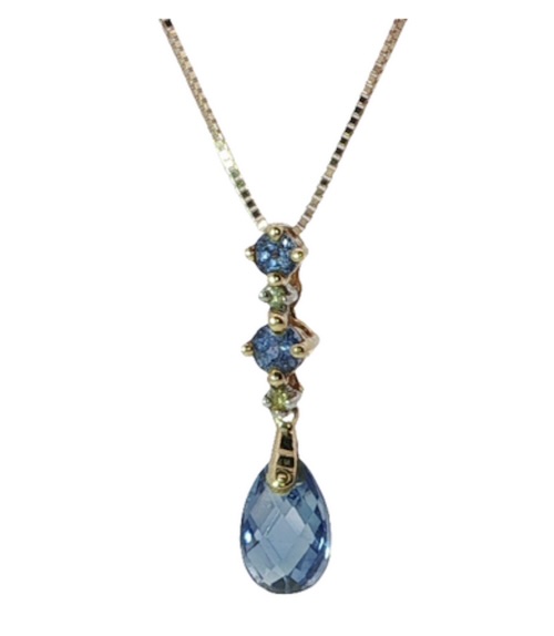 pendant necklace with blue gemstones